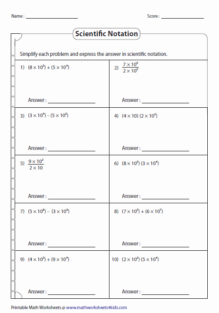 Scientific Notation Worksheet 8th Grade Awesome Scientific Notation Worksheets