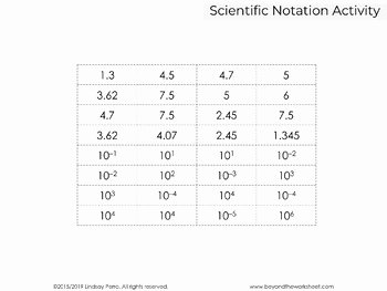 Scientific Notation Worksheet 8th Grade Elegant Scientific Notation Activity by Lindsay Perro