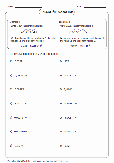 Scientific Notation Worksheet 8th Grade Elegant Scientific Notation Worksheets
