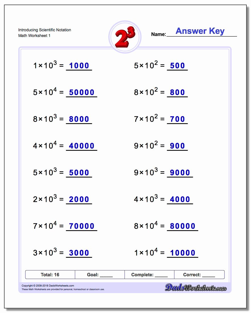 Scientific Notation Worksheet Answer Key New Powers Of Ten and Scientific Notation