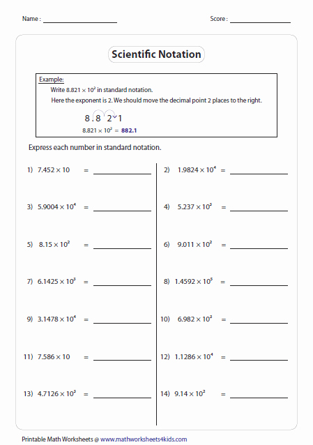 Scientific Notation Worksheet Answer Key New Scientific Notation Worksheets