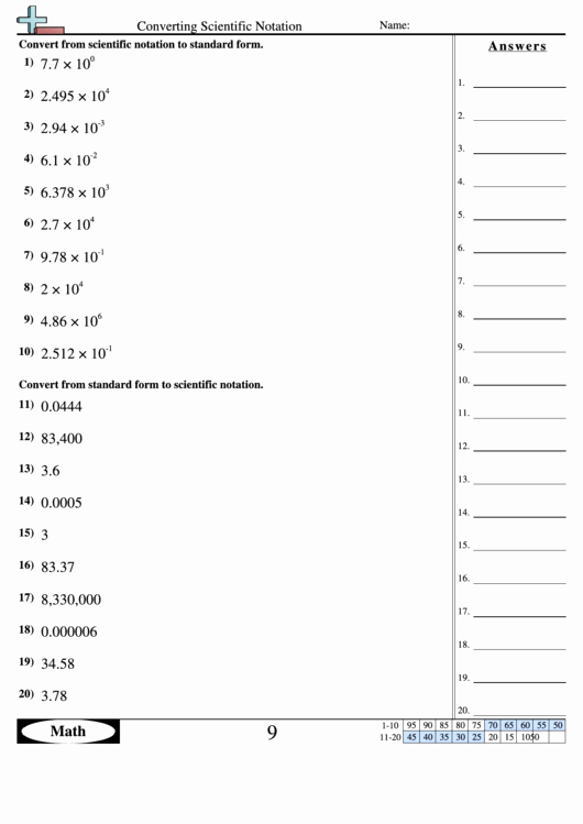 Scientific Notation Worksheet Answer Key Unique Converting Scientific Notation Worksheet with Answer Key