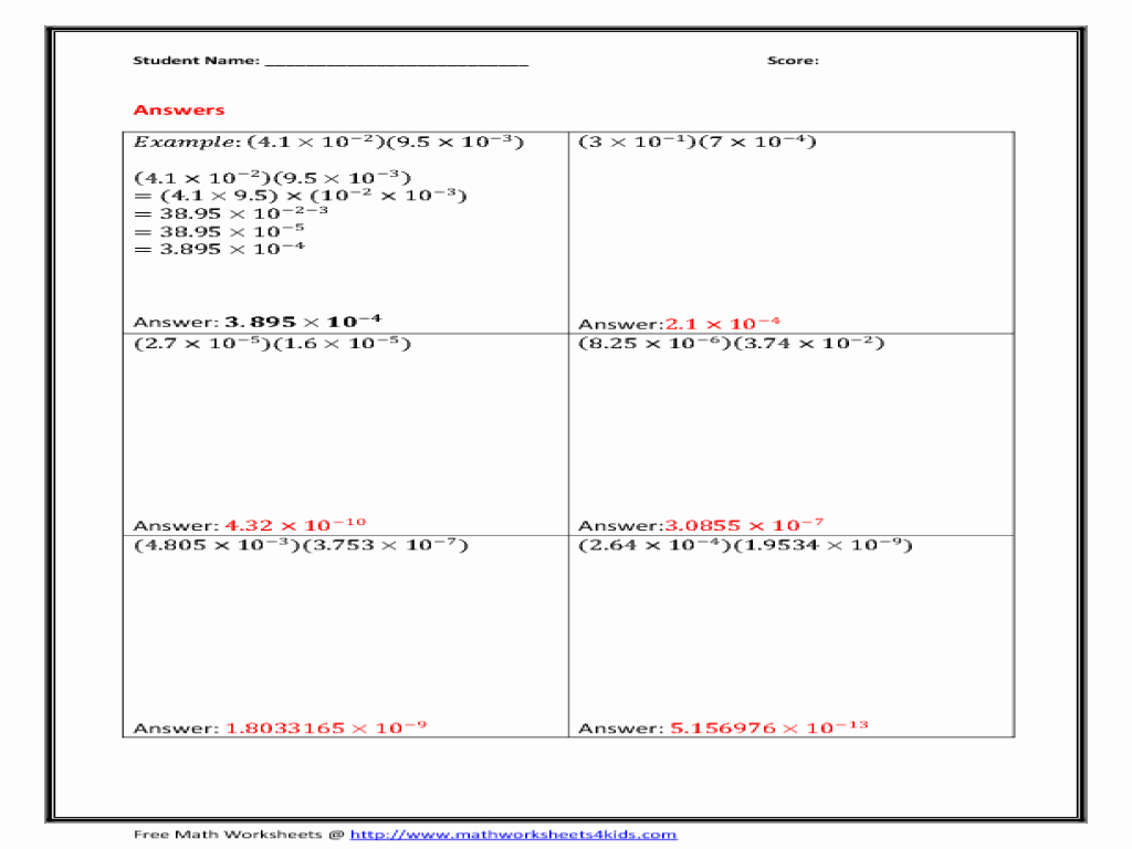 50 Scientific Notation Worksheet Answers