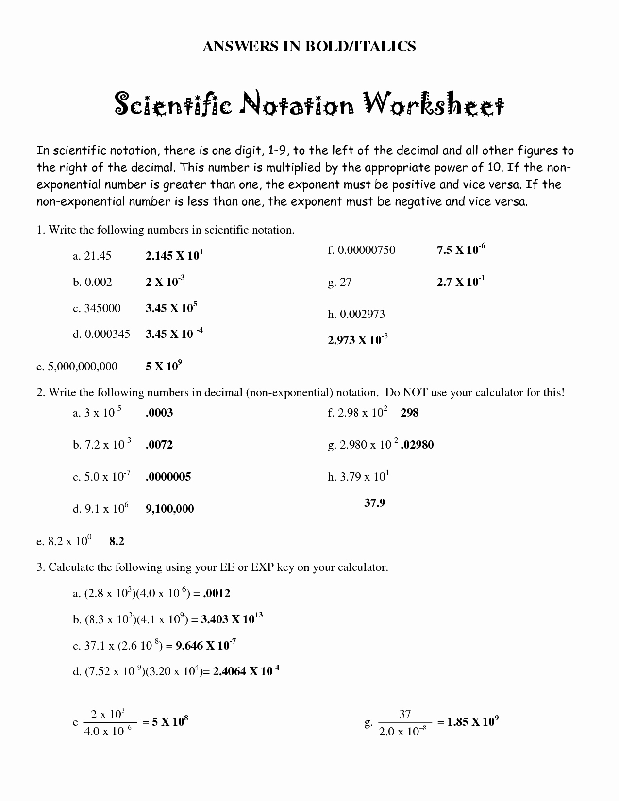 Scientific Notation Worksheet Answers Best Of Worksheet Scientific Notation Part 2 Answers