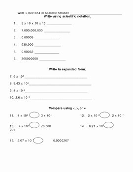 Scientific Notation Worksheet Answers Unique Scientific Notation Worksheet by Luv 2 Teach