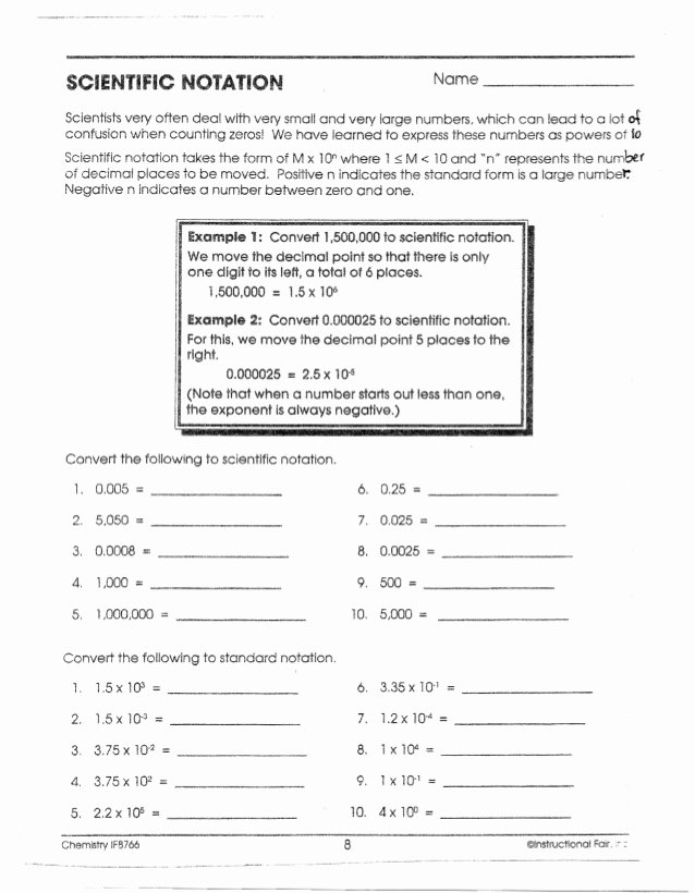 Scientific Notation Worksheet Chemistry Beautiful Ch099 A Ch02 if Wkshts