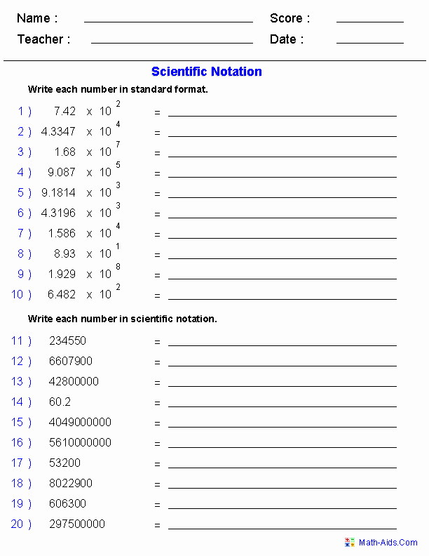 Scientific Notation Worksheet Chemistry Inspirational Scientific Notation Place Value Worksheets
