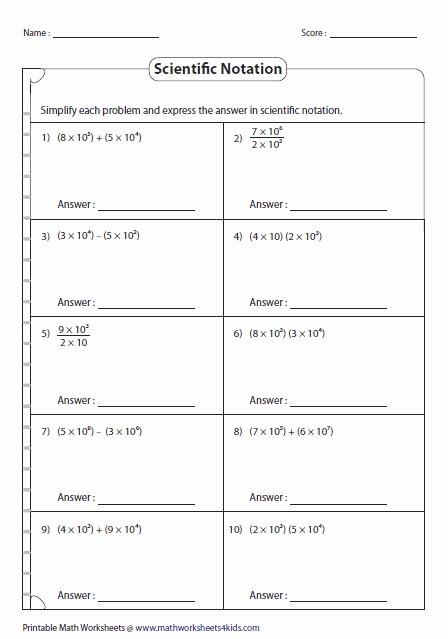 Scientific Notation Worksheet Chemistry Lovely Math Operations In Scientific Notation