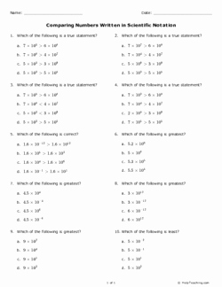 Scientific Notation Worksheet Pdf Beautiful Paring Numbers Written In Scientific Notation Grade 8