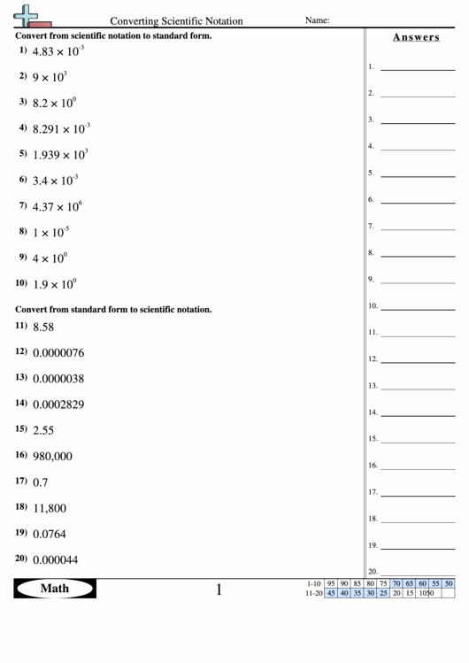 Scientific Notation Worksheet Pdf Elegant Converting Scientific Notation Worksheet with Answer Key
