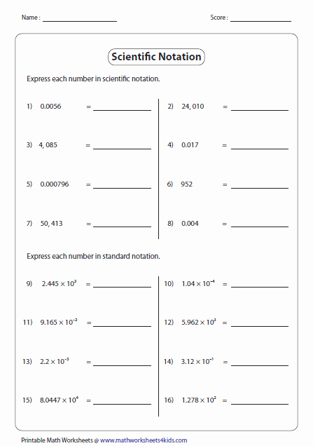 Scientific Notation Worksheet Pdf New Scientific Notation Worksheets