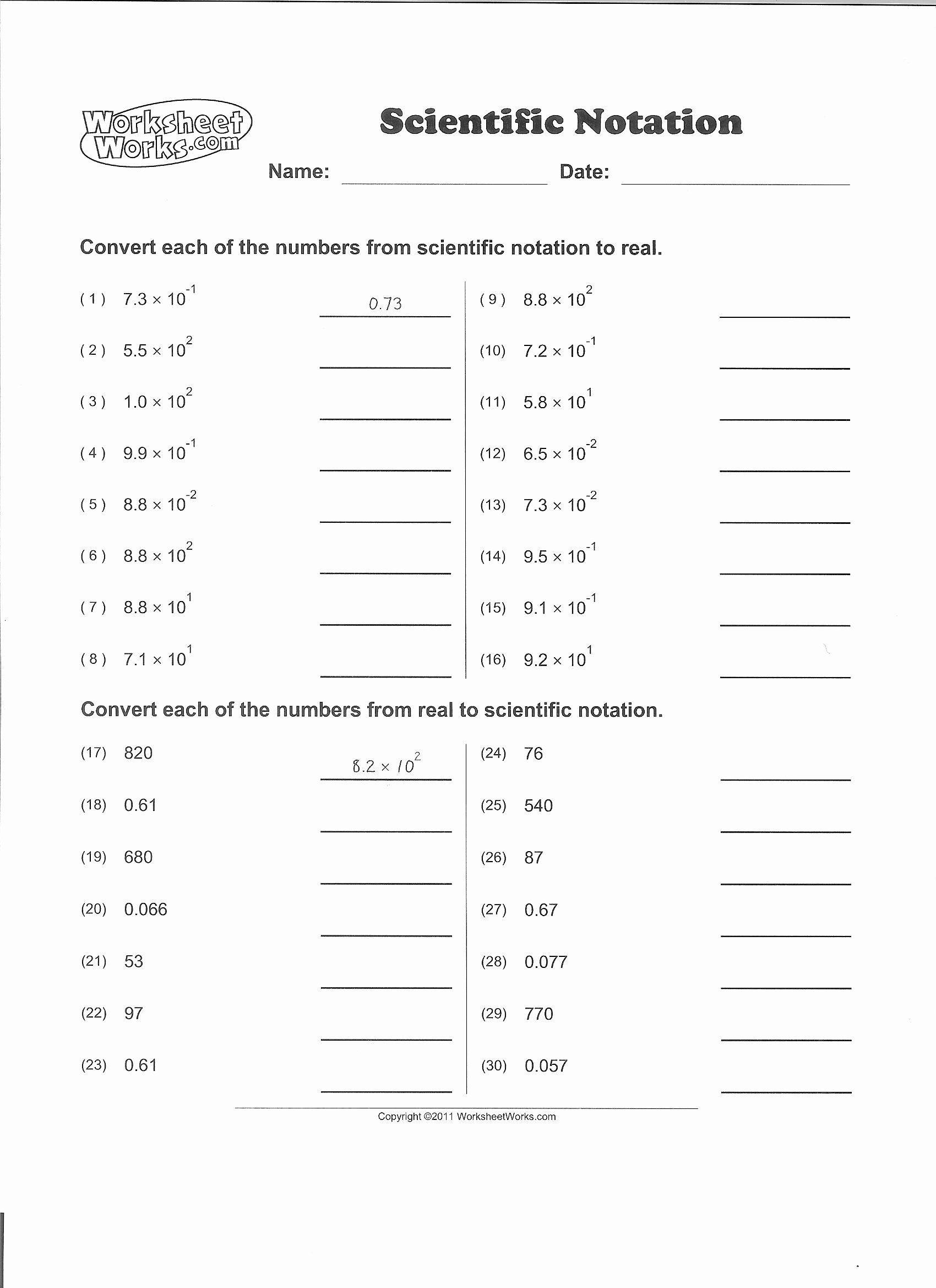 Scientific Notation Worksheet with Answers Beautiful Heritage High Teachers Courses and Files