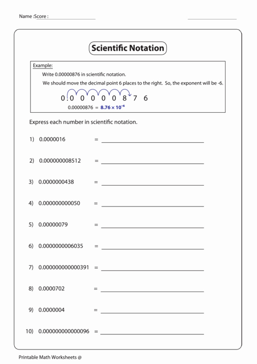 Scientific Notation Worksheet with Answers Lovely Expressing Numbers In Scientific Notation Worksheet with