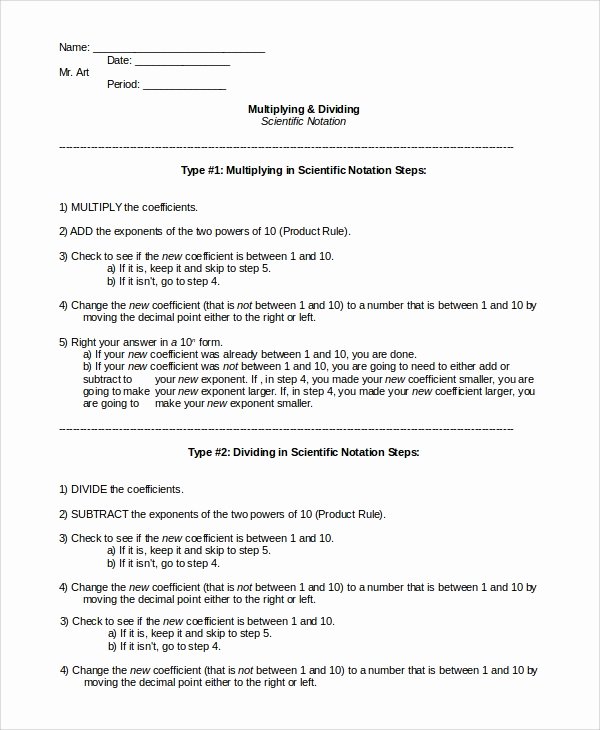 Scientific Notation Worksheet with Answers New Sample Scientific Notation Worksheet 9 Free Documents