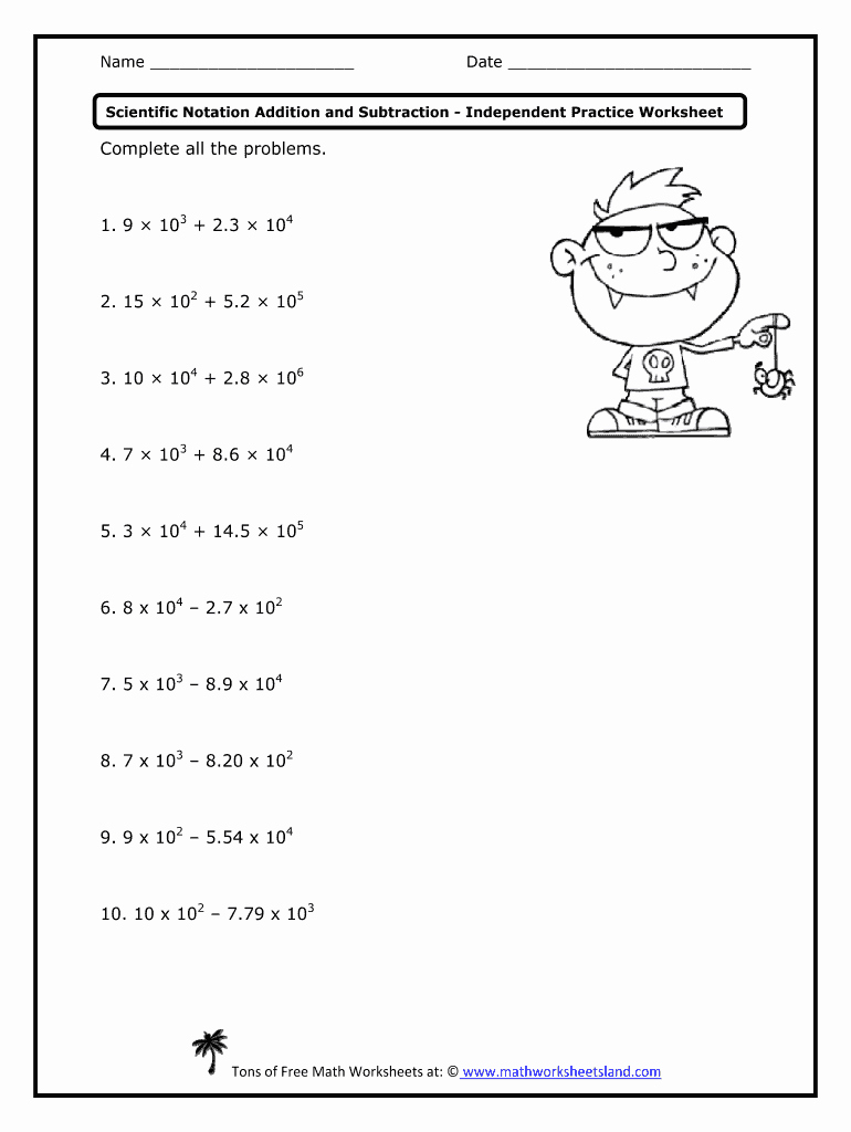 Scientific Notation Worksheet with Answers Unique Scientific Notation Addition and Subtraction Independent