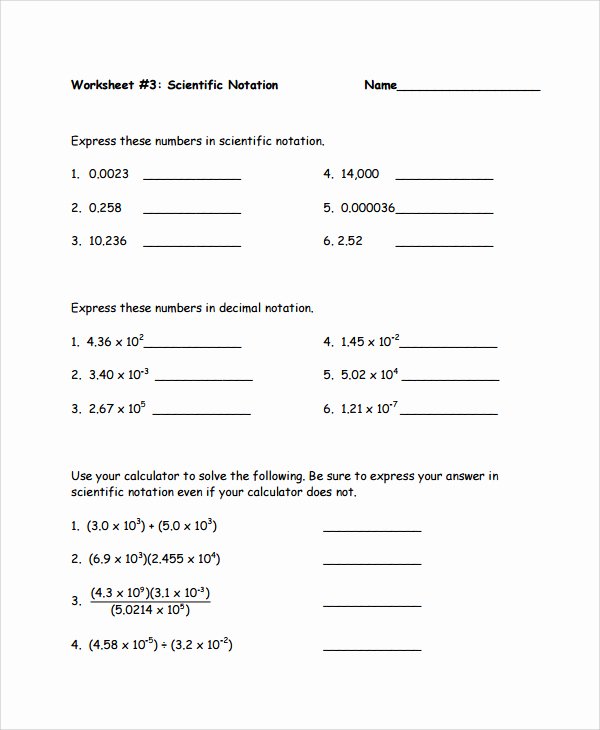 50 Scientific Notation Worksheet With Answers