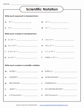 Scientific Notation Worksheet with Answers Unique Scientific Notation Worksheets