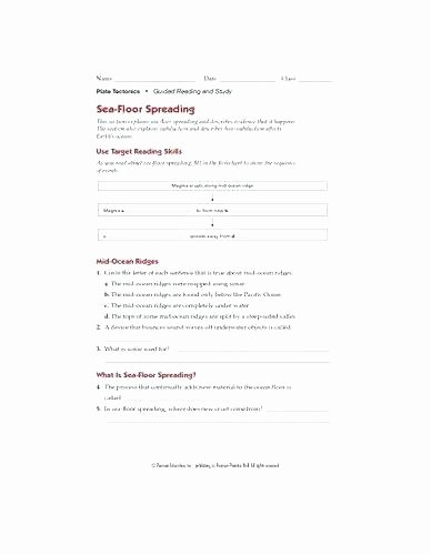 Sea Floor Spreading Worksheet Answer Awesome Sea Floor Spreading Worksheet Answer Key Pearson Education