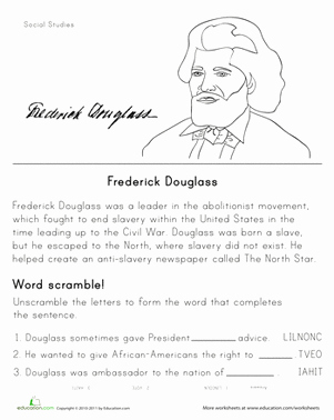 Second Grade social Studies Worksheet Inspirational Historical Heroes Frederick Douglass