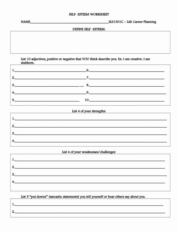 Self Esteem Worksheet for Adults New Self Esteem Exercises for Adults Emilios Cleaners