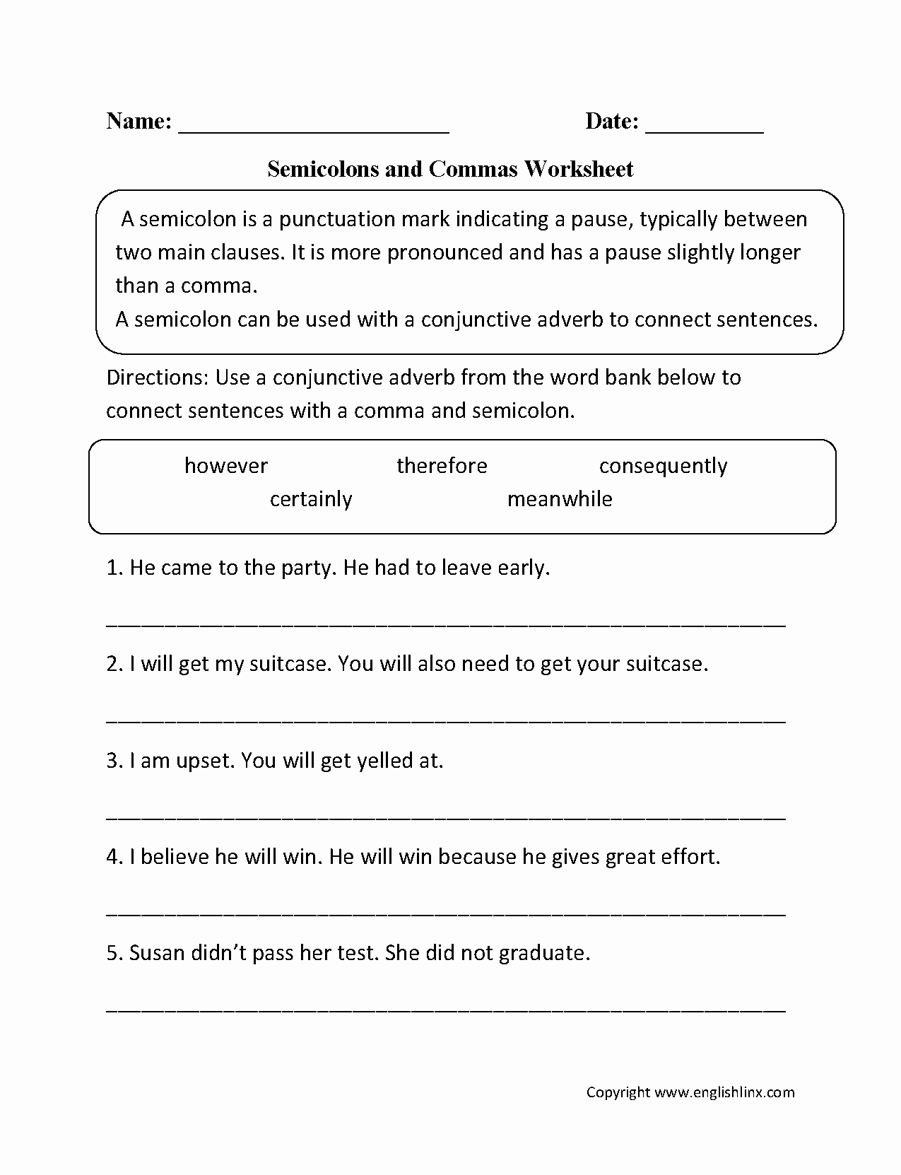 Semicolon and Colon Worksheet Awesome Semicolon Worksheets Englishlinx Board