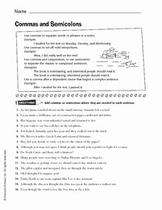 Semicolon and Colon Worksheet Beautiful Mas and Semicolons 6th 7th Grade Worksheet