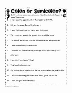 Semicolons and Colons Worksheet Elegant Semicolon Colon Usage Activities Worksheets Powerpoint