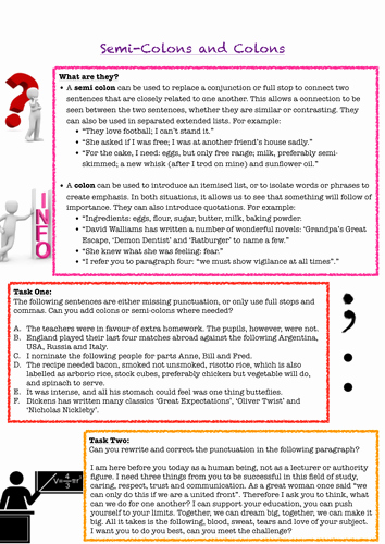 Semicolons and Colons Worksheet Fresh Colons and Semi Colons Worksheet by Literacystars