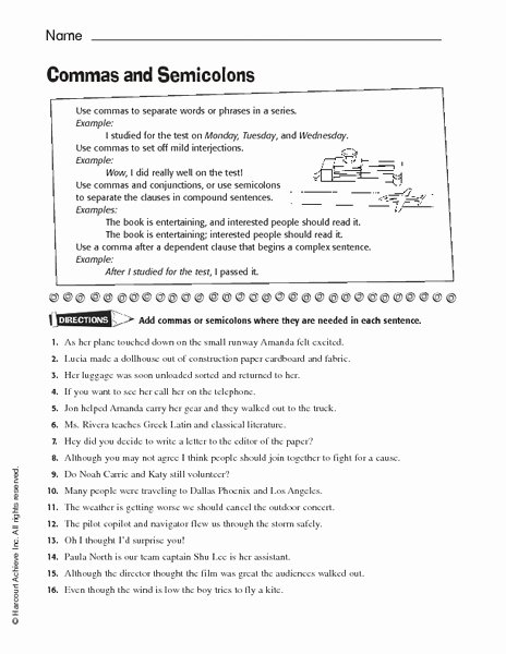 Semicolons and Colons Worksheet Unique Mas and Semicolons Worksheet for 6th 7th Grade