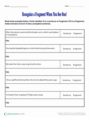 Sentence or Fragment Worksheet Elegant Fragment or Sentence Lesson Plan