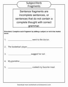 Sentence or Fragment Worksheet Lovely Sentence Fragments Worksheets Examples &amp; Definition for Kids