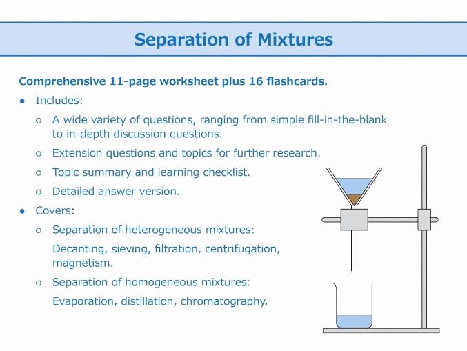 Separation Of Mixtures Worksheet Lovely Separation Of Mixtures [worksheet and Flashcards] by