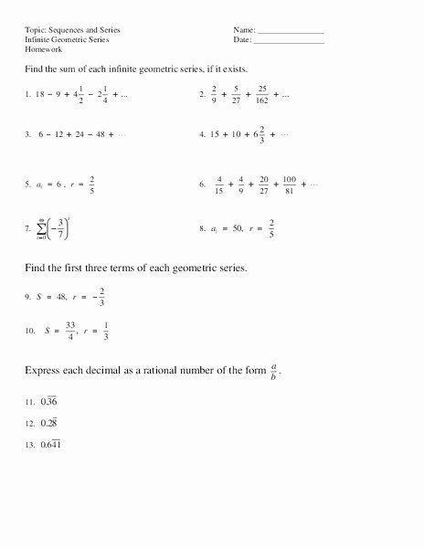 Sequence and Series Worksheet Awesome Sequences and Series Lesson Plans &amp; Worksheets