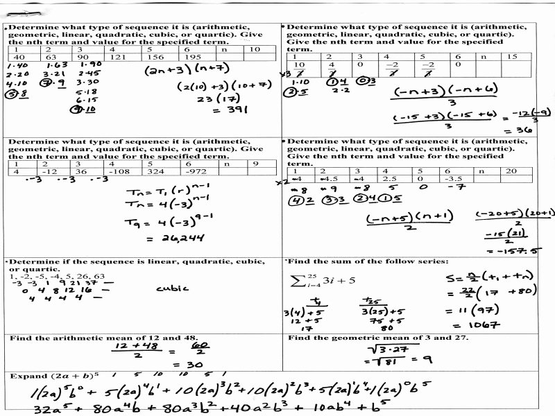 arithmetic sequences and series worksheet