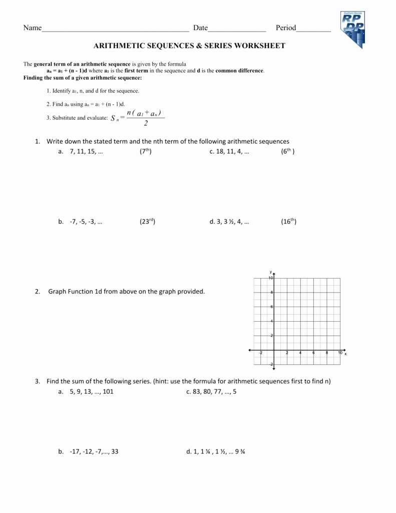 Sequence and Series Worksheet Best Of Kuta Worksheet Arithmetic Sequences