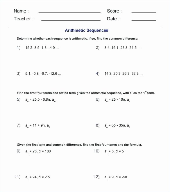 Sequence and Series Worksheet Luxury Geometric Sequences and Series Worksheet Answers