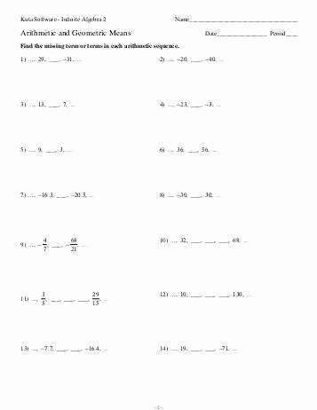 Sequence and Series Worksheet New Arithmetic and Geometric Sequences Worksheet