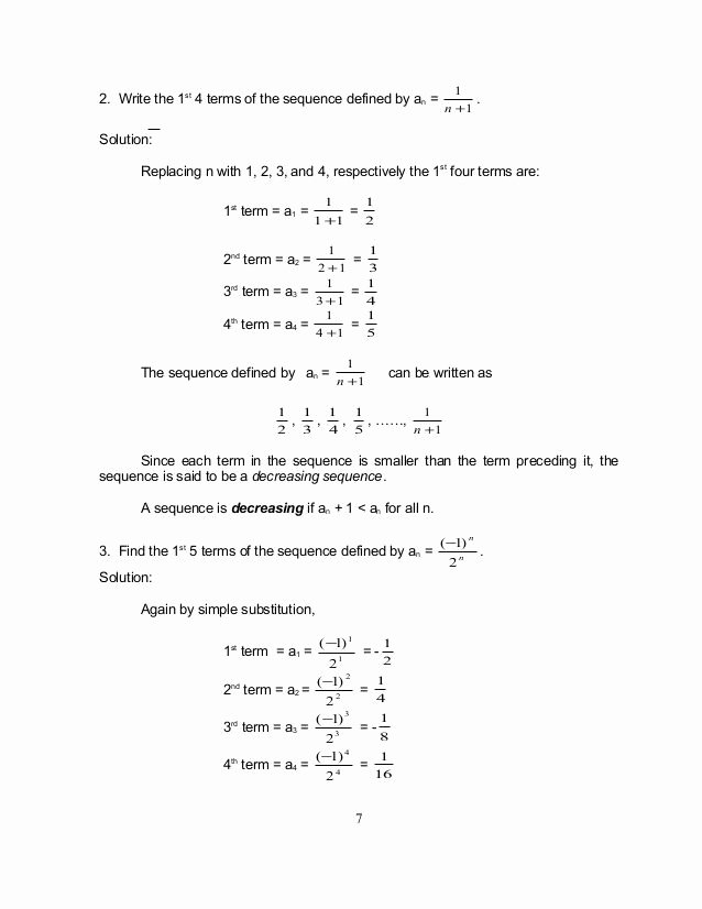 Sequences and Series Worksheet Answers Inspirational Arithmetic Sequence Practice Worksheet