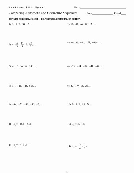 Sequences and Series Worksheet Answers Lovely 9 Best Of Arithmetic Recursive and Explicit
