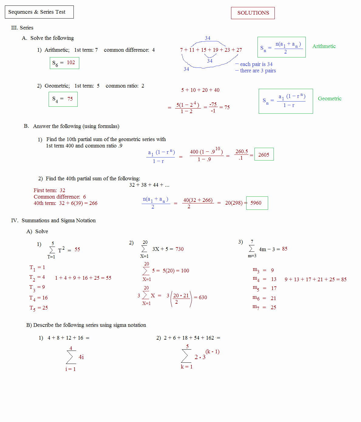 Sequences and Series Worksheet Luxury Math Plane Sequences and Series I