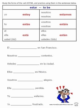 Ser and Estar Worksheet Lovely Spanish Ser Estar &amp; Adjectives Worksheets by Fran