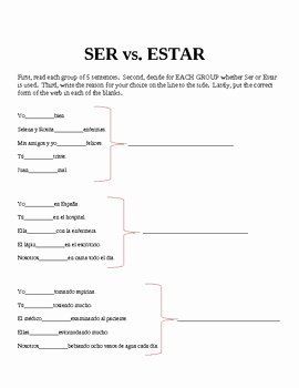 Ser Estar Worksheet Answers Unique Ser Vs Estar Worksheets and Activities by Christina