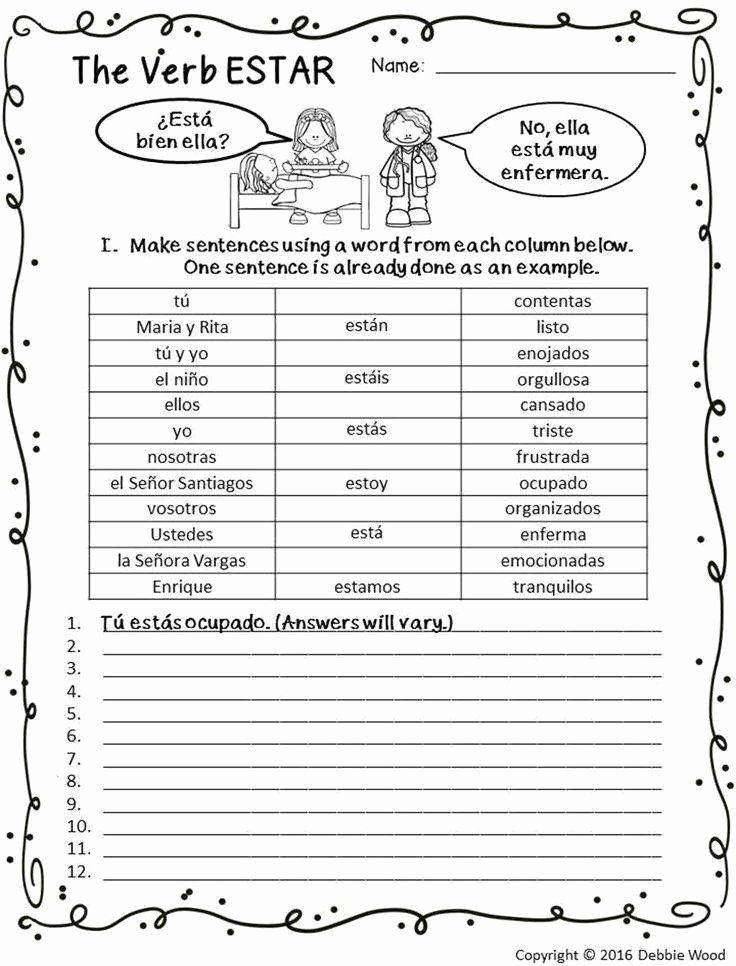 Ser And Estar Practice Worksheet