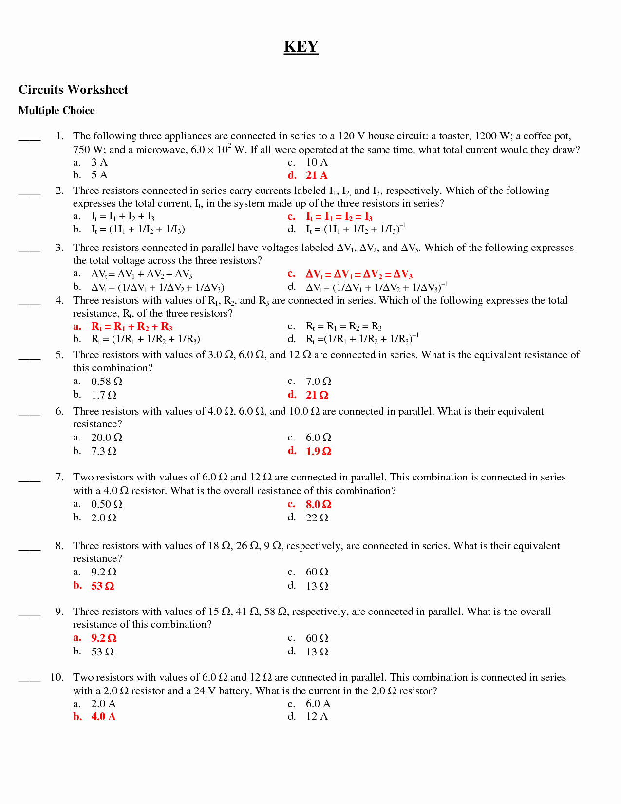 Series and Parallel Circuits Worksheet Awesome 15 Best Of Drawing Circuits Worksheet Conductors