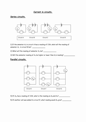 Series and Parallel Circuits Worksheet Inspirational Current In Circuits by Rmr09 Teaching Resources Tes