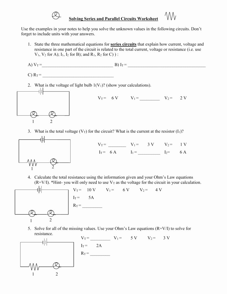 Series and Parallel Circuits Worksheet New solving Series and Parallel Circuits Worksheet