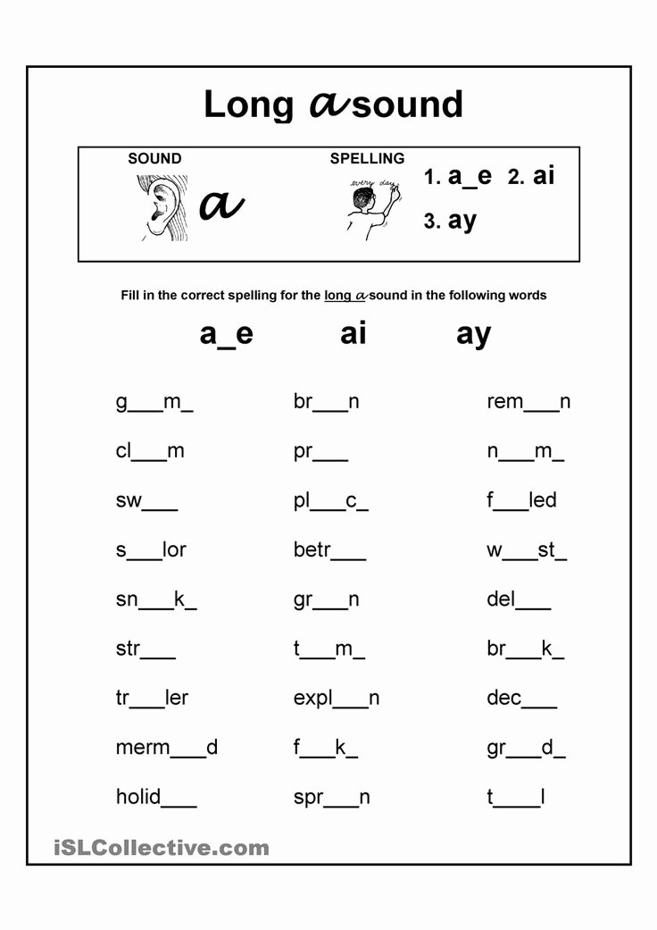 Short and Long Vowel Worksheet Awesome Long A Vowel sound Worksheet A E Ai &amp; Ay