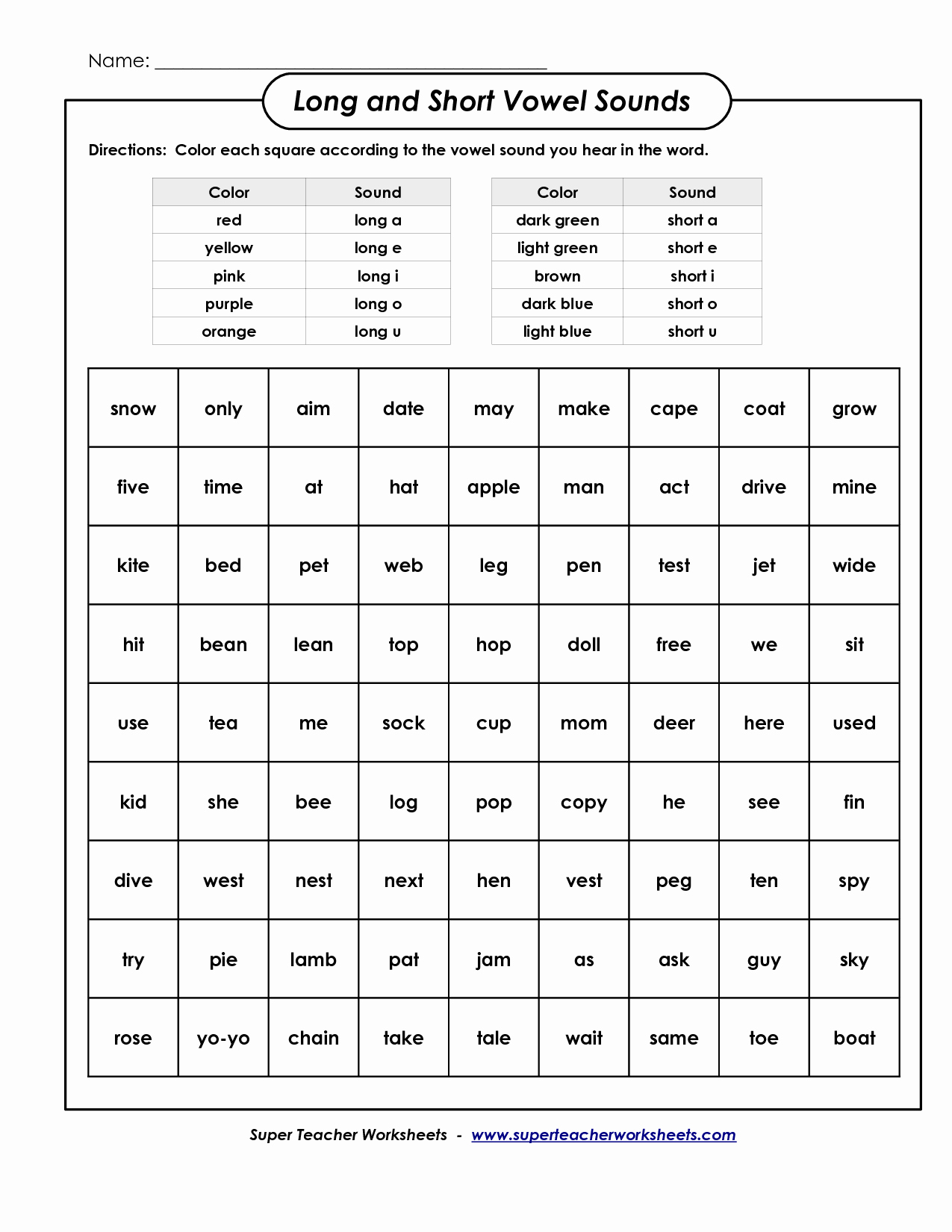 Short and Long Vowel Worksheet Fresh Long and Short Vowel Coloring Worksheet Vowels