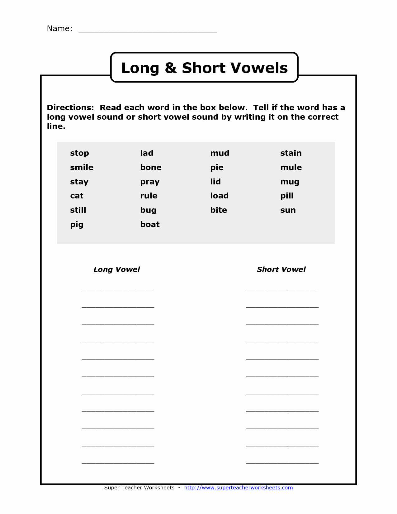 Short and Long Vowel Worksheet Inspirational 15 Best Of Long and Short Vowel Worksheets