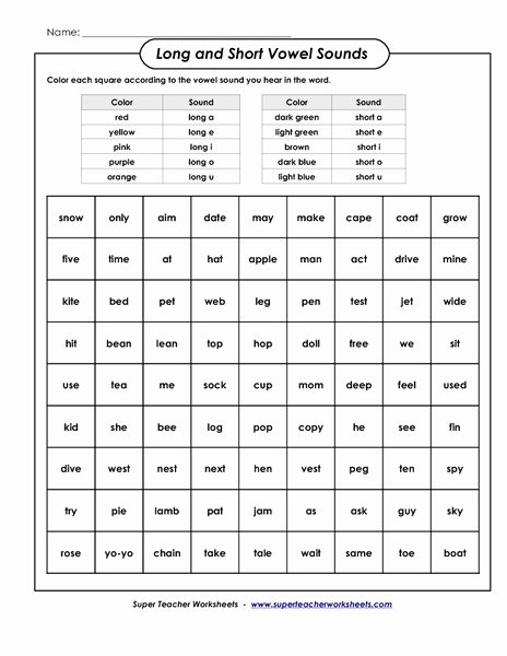 Short and Long Vowel Worksheet Inspirational Phonics Collection